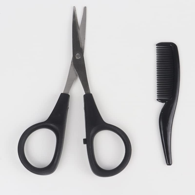 Pack Of 2 Moustache Grooming Kit - Precision Trimming Scissors and Mini Comb
