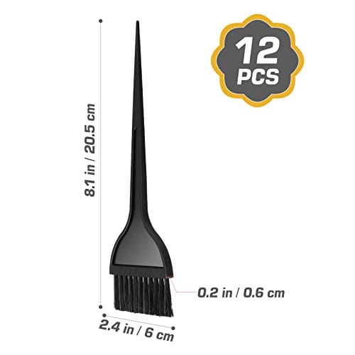Black Hair Dyeing Brushes, 12 Pack Plastic Hair Color Applicator Brush for Hair Coloring Apply, Professional Hair Bleach Tinting Brush for Salon Home