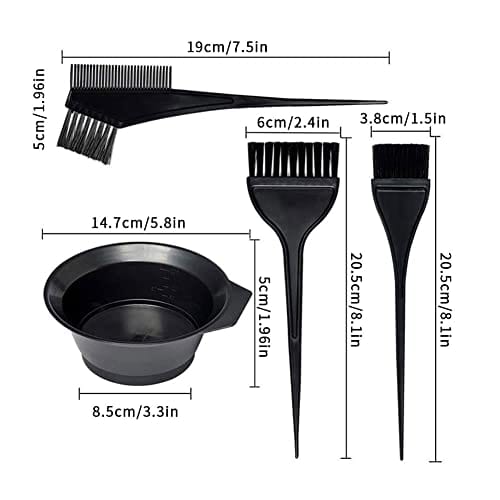 3 Pcs Salon Hair Dyeing Kit - Hair Dye Color Brush and Bowl Set, Hair Color Mixing Bowl Tinting Brush and Angled Comb for Hair Coloring