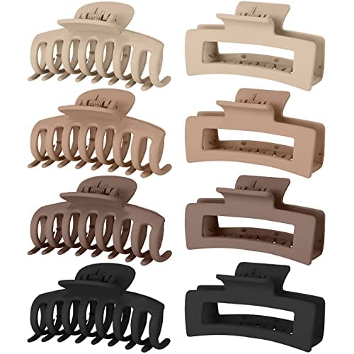 8 Colors Lolalet Strong Hold Hair Claw Clips, 2 Styles Nonslip Medium Large Jaw Clip for Women and Girls, 4 Square Matte and 4 Bright Acrylic Hair Clamps