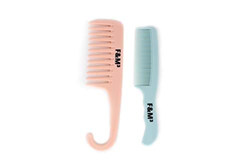 F&M³ - Pack of 2 Shower Comb, Hair Detangling Combs With Hook