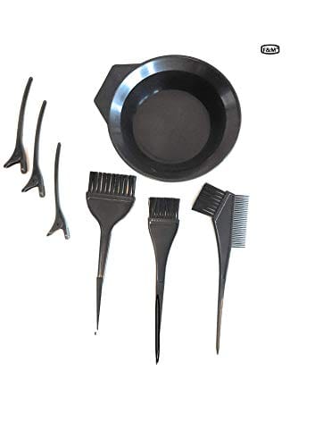 F&M³ - Hair Dye Coloring Set Hair Brushes and Mixing Bowel -3 Coloring Brushes 3 Sectioning Clips 1 Mixing Bowl 1 Large Dye Brush 1 Small Coloring Brush