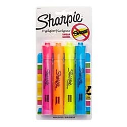 SHARPIE - Accent Tank-Style Highlighters Assorted - 4 Highlighters