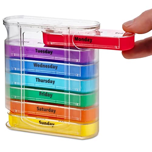 MEDca Weekly Pill Organizer, Twice-a-Day, 1 Dispenser with Stackable AM/PM Compartments