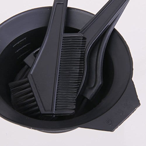 Salon Hair Color Dye Tint Mixing Bowl Comb Brush Tool Set - Black