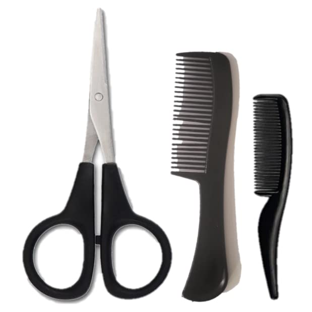 Men's Facial Hair Grooming Set with 2 Combs and Moustache Kit