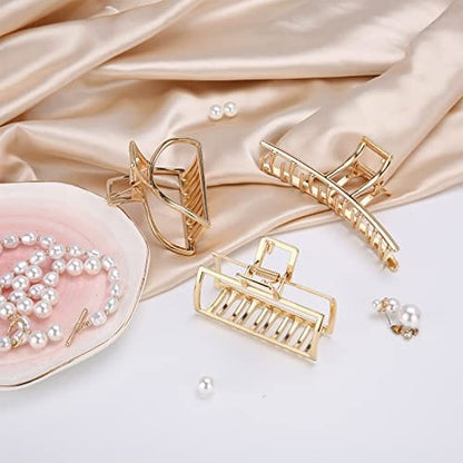 Lolalet 3 Styles Metal Hair Clips, Gold Hair Clips For Thick Hair