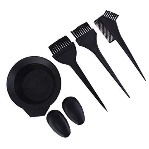 Salon Hair Color Dye Tint Mixing Bowl Comb Brush Tool Set - Black