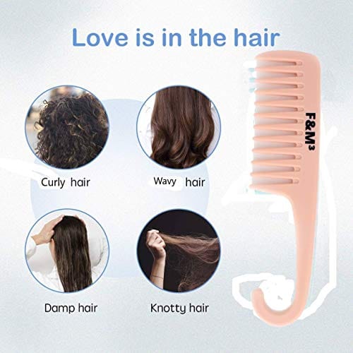 F&M³ - Pack of 2 Shower Comb, Hair Detangling Combs With Hook