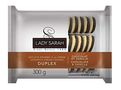 Lady Sarah Family Pack of Delicious Cookies Biscuits Sandwich Duplex in 3 Flavors Duplex , Vanilla and Chocolate Marie Biscuits and Coconut Nice Cookies. Great for a Fast Snack!