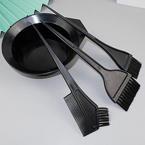 3 Pcs Salon Hair Dyeing Kit - Hair Dye Color Brush and Bowl Set, Hair Color Mixing Bowl Tinting Brush and Angled Comb for Hair Coloring