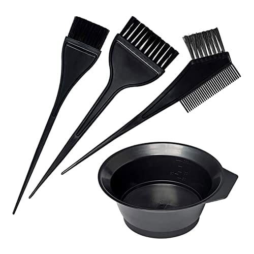 3 Pcs Salon Hair Dyeing Kit - Hair Dye Color Brush and Bowl Set, Hair Color Mixing Bowl Tinting Brush and Angled Comb for Hair Coloring