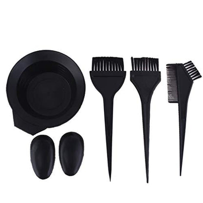 Salon Hair Color Dye Tint Mixing Bowl Comb Brush Tool Set - Black