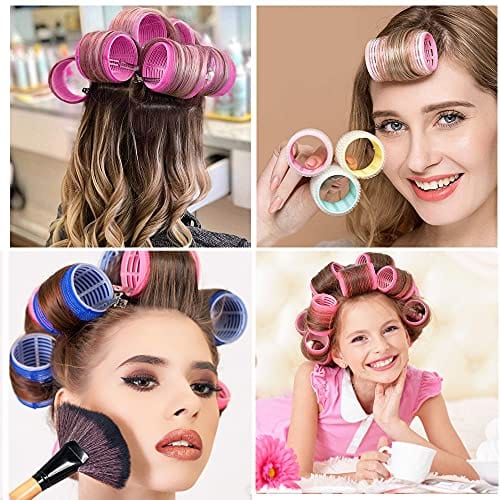 Hair Rollers, 12 Pack Self Grip Salon Hairdressing Curlers, Hair Curlers Sets, DIY Curly Hairstyle, Colors May Vary, JUMBO