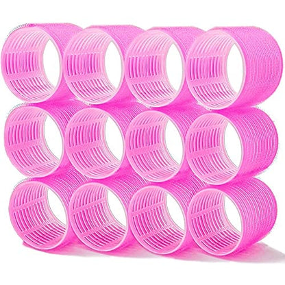 Hair Rollers, 12 Pack Self Grip Salon Hairdressing Curlers, Hair Curlers Sets, DIY Curly Hairstyle, Colors May Vary, JUMBO