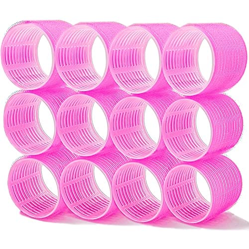 Hair Rollers, 12 Pack Self Grip Salon Hairdressing Curlers, Hair Curlers Sets, DIY Curly Hairstyle, Colors May Vary, JUMBO