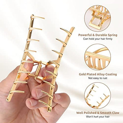 Lolalet 3 Styles Metal Hair Clips, Gold Hair Clips For Thick Hair