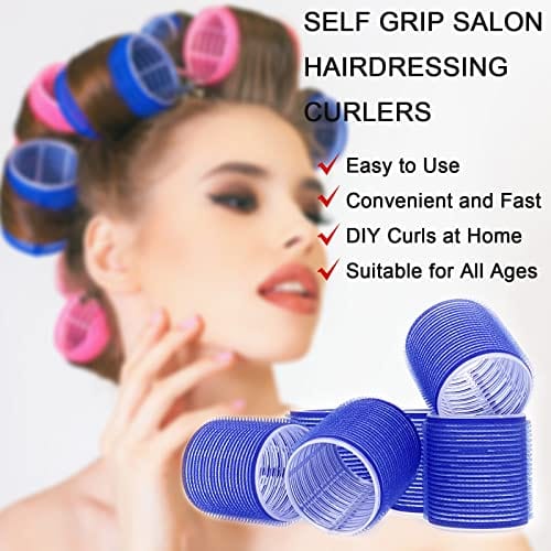 Hair Rollers Set Self Grip, 12 Pack Salon Hair Dressing Curlers, Hair Curlers, DIY Curly Hairstyle, Random Color