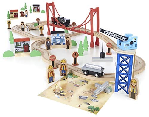 Imaginarium Mega Wooden Train Set, for Ages 3-6, 80 Pieces