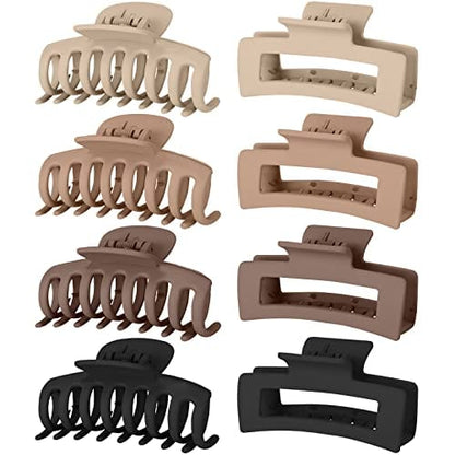 8 Colors Lolalet Strong Hold Hair Claw Clips, 2 Styles Nonslip Medium Large Jaw Clip for Women and Girls, 4 Square Matte and 4 Bright Acrylic Hair Clamps