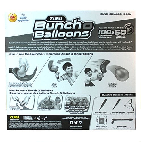 Zuru Bunch O Balloons - 4 Pack Bunch of Water Balloons and 1 X Shot Water Balloon Launcher, 130+ Bunch of Balloons, Fill and Tie 100 Water Balloons in 60 Seconds!