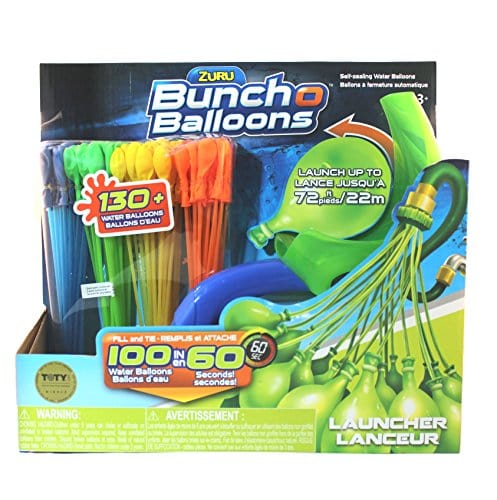 Zuru Bunch O Balloons - 4 Pack Bunch of Water Balloons and 1 X Shot Water Balloon Launcher, 130+ Bunch of Balloons, Fill and Tie 100 Water Balloons in 60 Seconds!