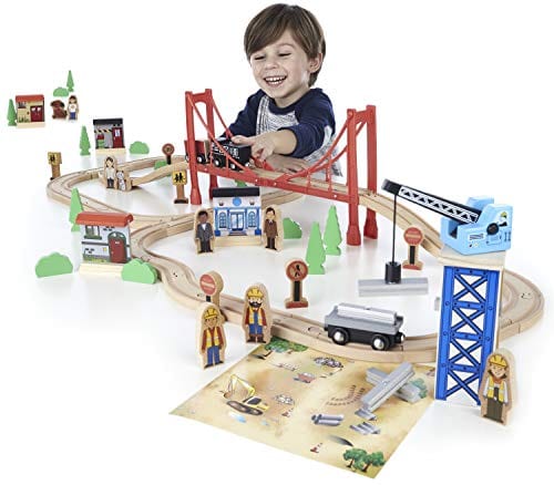 Imaginarium Mega Wooden Train Set, for Ages 3-6, 80 Pieces