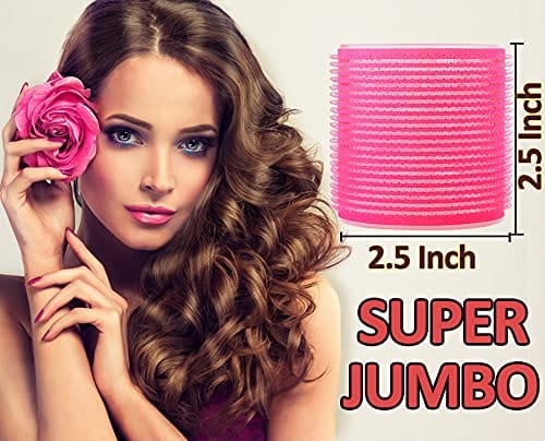 Hair Rollers, 12 Pack Self Grip Salon Hairdressing Curlers, Hair Curlers Sets, DIY Curly Hairstyle, Colors May Vary, JUMBO