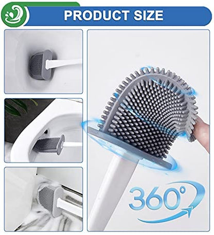 XUXRUS Silicone Toilet Brush with Quick Drying Holder Set