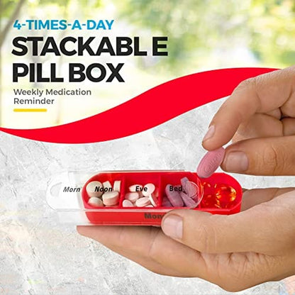 MEDca Weekly Pill Organizer, Twice-a-Day, 1 Dispenser with Stackable AM/PM Compartments