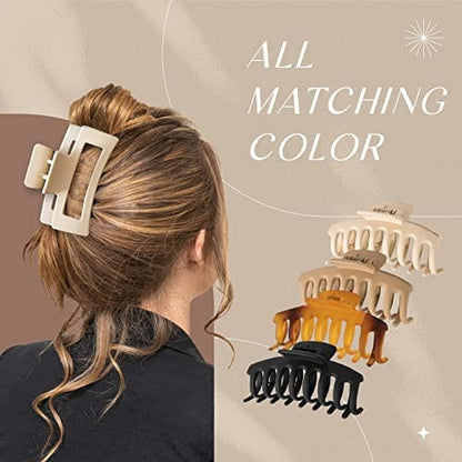 PALORA Pack of 8 Large Hair Claw Clips, 4.3" Strong Hold Hair Clips for Women, 2 Styles Nonslip Matte Jaw Clips