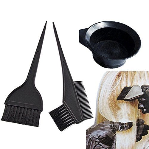 Familymaid - 3/pk Salon Hair Coloring Dyeing Kit Color Dye Brush Comb Mixing Bowl Tint Tool Bleach (Brush May Vary)