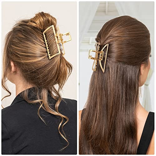 Lolalet 3 Styles Metal Hair Clips, Gold Hair Clips For Thick Hair