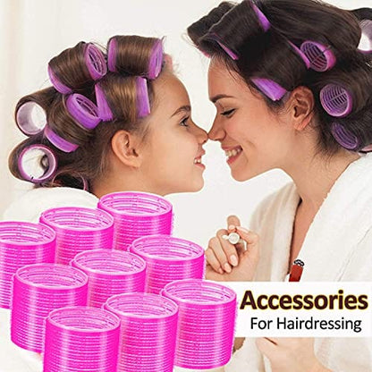 Hair Rollers, 12 Pack Self Grip Salon Hairdressing Curlers, Hair Curlers Sets, DIY Curly Hairstyle, Colors May Vary, JUMBO