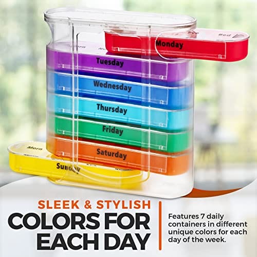 MEDca Weekly Pill Organizer, Twice-a-Day, 1 Dispenser with Stackable AM/PM Compartments