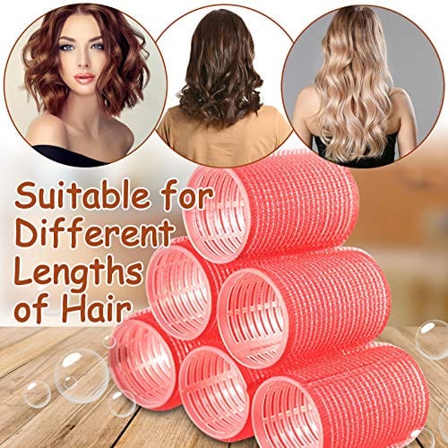 Hair Rollers, 12 Pack Self Grip Salon Hairdressing Curlers, Hair Curlers Sets, DIY Curly Hairstyle, Colors May Vary, JUMBO